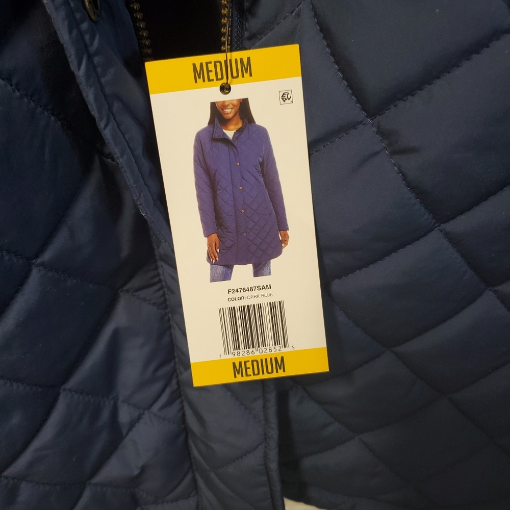 WEATHERPROOF Quilted Women's Coat Jacket Size Medium Navy - Picture 3 of 10